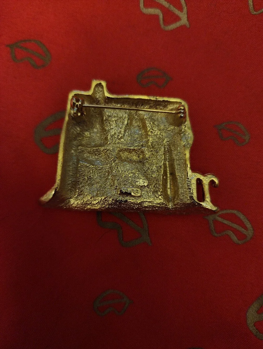 Christmas House Brooch Yellow AJC  Signed